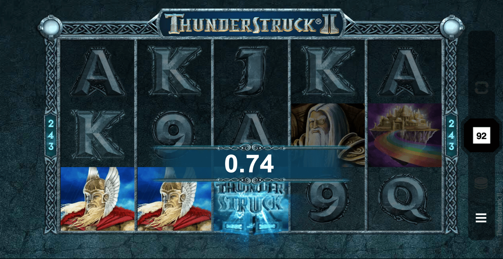 Allmän spelupplevelse från Thunderstruck 2, här spelas sloten med den högsta RTP-inställningen för bästa chans till stora vinster.