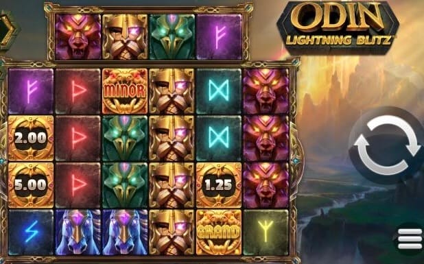 Gameplay när Odin Lightning Blitz spelas, en uppslukande upplevelse med riktigt bra grafik, soundtrack och relativt hög tillgänglig utdelning på rätt casino.