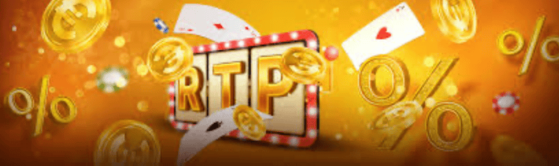 En illustrativ bild på RTP och % tecken för att förstärka hur viktigt RTP är när man spelar slots. 