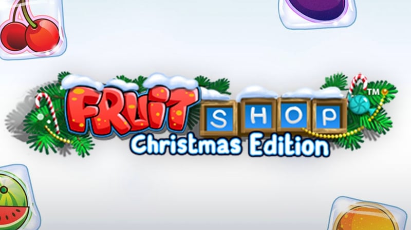 En bild på casinospelet fruit shop Christmas edition, i en artikel där vi undersöker på vilket casino man vinner mest på spelet. Vilka casino online har högst RTP? Det vet vi.